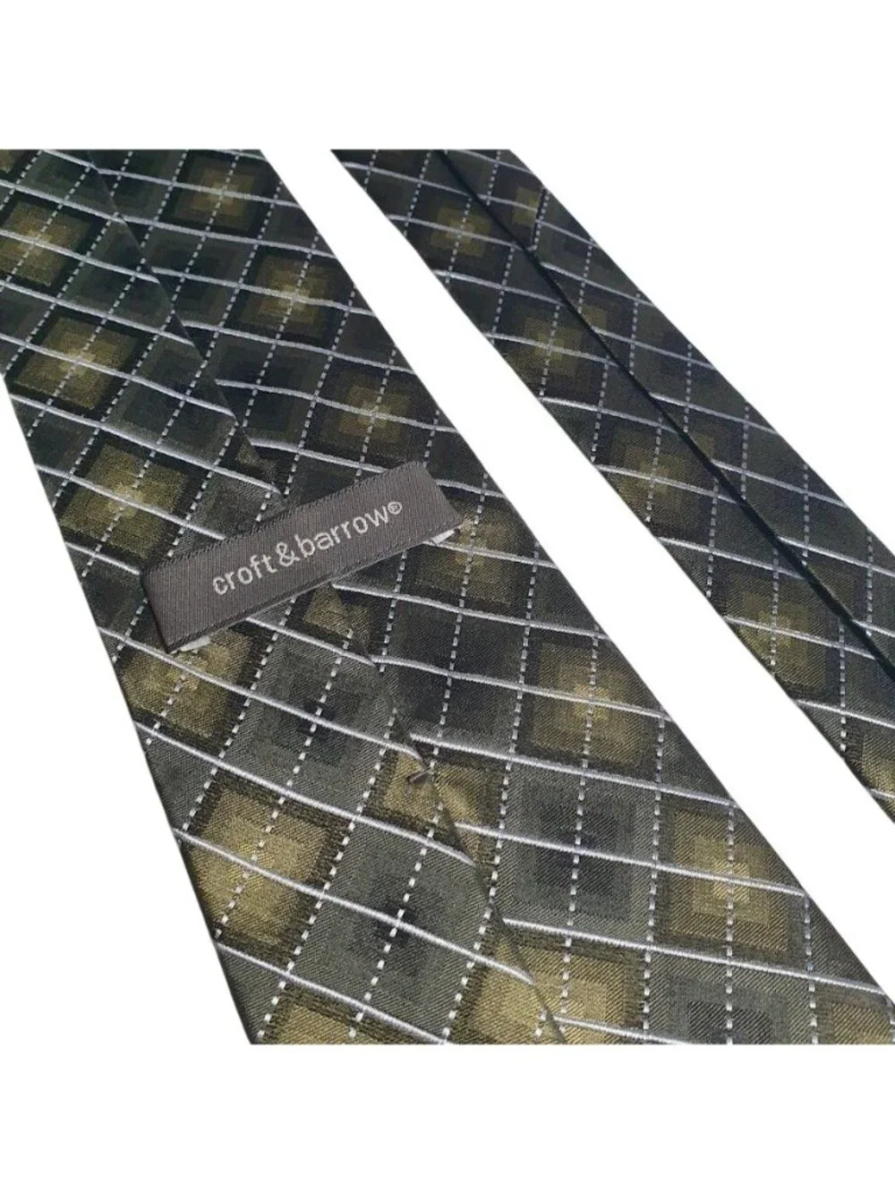 Green Blue Croft Barrow Stain Resistant Necktie Vintage Office Work Dad Gift